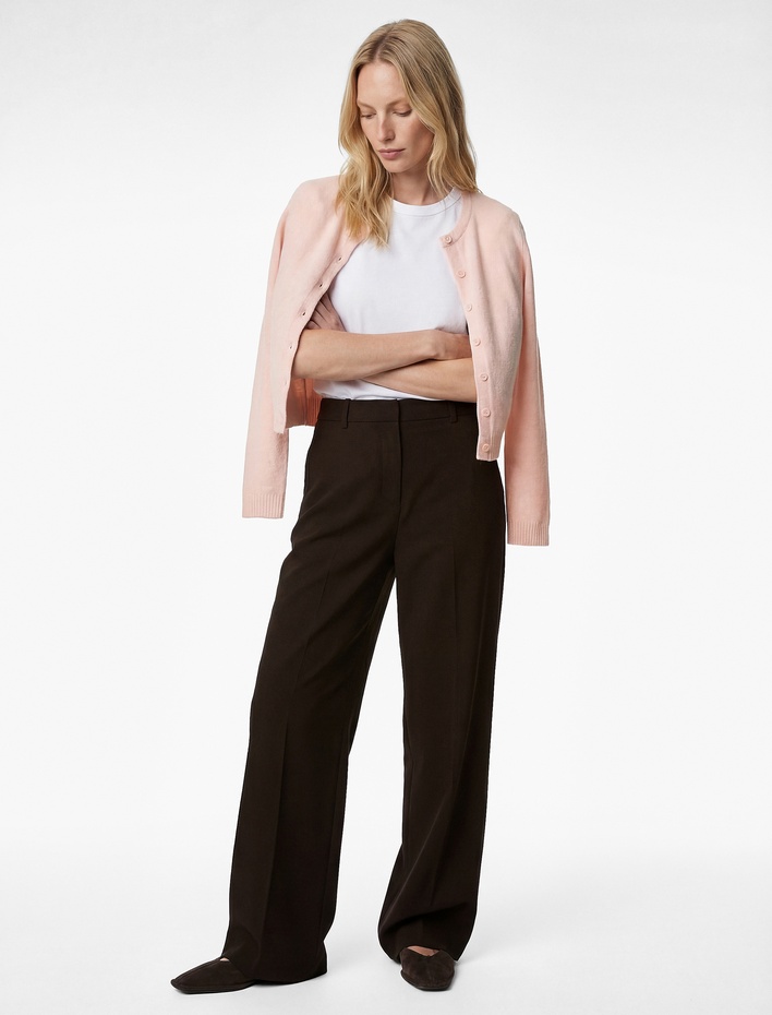  Uzun Kollu Bisiklet Yaka Düğmeli Triko Hırka