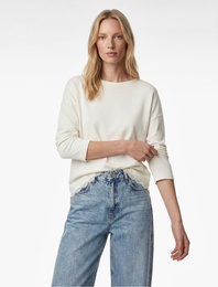 Uzun Kollu Bisiklet Yaka Dantel Detaylı Sweatshirt