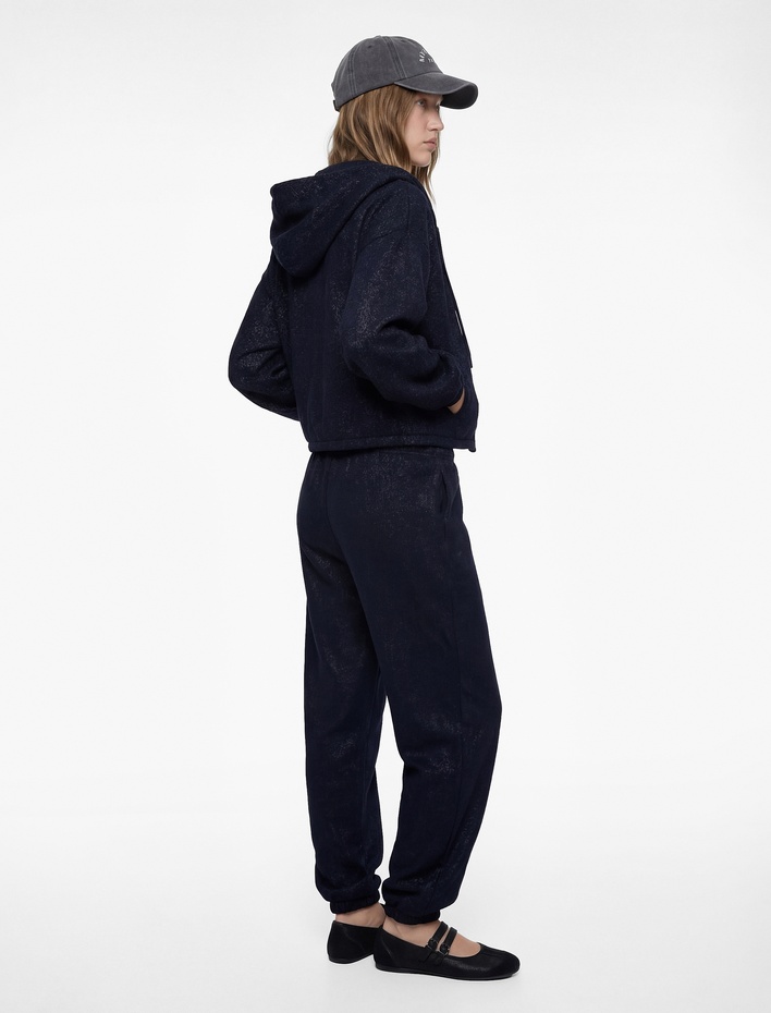  Simli Rahat Kalıp Baskılı Beli Bağcıklı Cepli Jogger Eşofman Altı