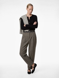 Kemer Detaylı Cepli Yüksek Bel Ekoseli Cigarette Pantolon