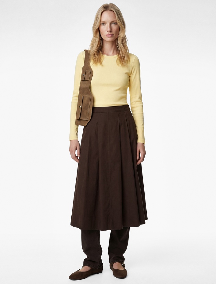  Pamuklu Slim Fit Uzun Kollu Bisiklet Yaka Basic Tişört