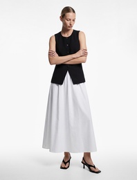 Bisiklet Yaka Düğmeli Yelek Detaylı Kolsuz A Kesim Uzun Elbise