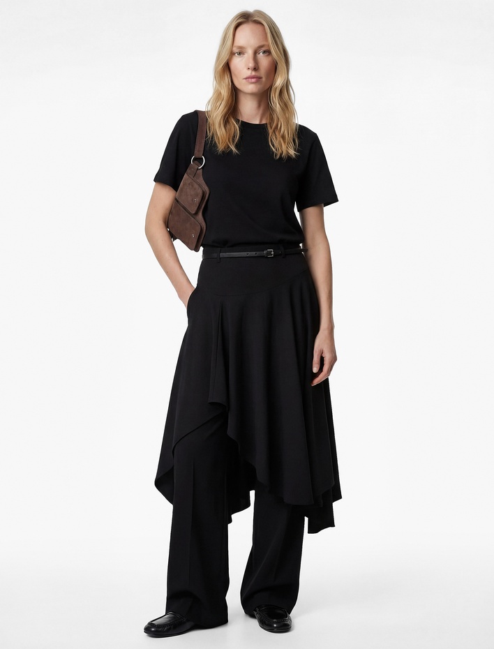  Pamuklu Kısa Kollu Bisiklet Yaka Oversize Basic Tişört