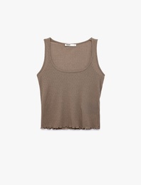 U Yaka Kolsuz Fitilli Atlet Pijama Üstü