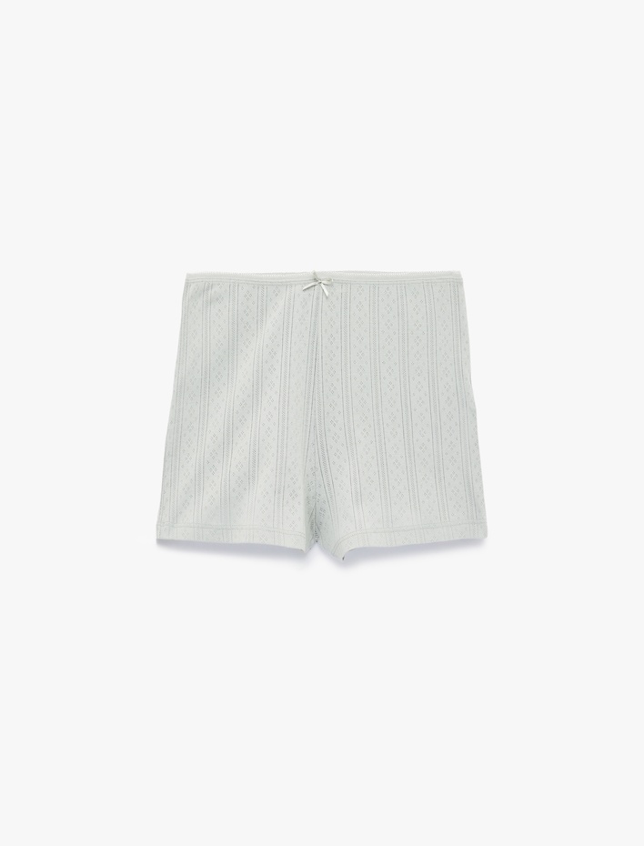  Pamuklu Dokulu Slim Fit Şort Pijama Altı