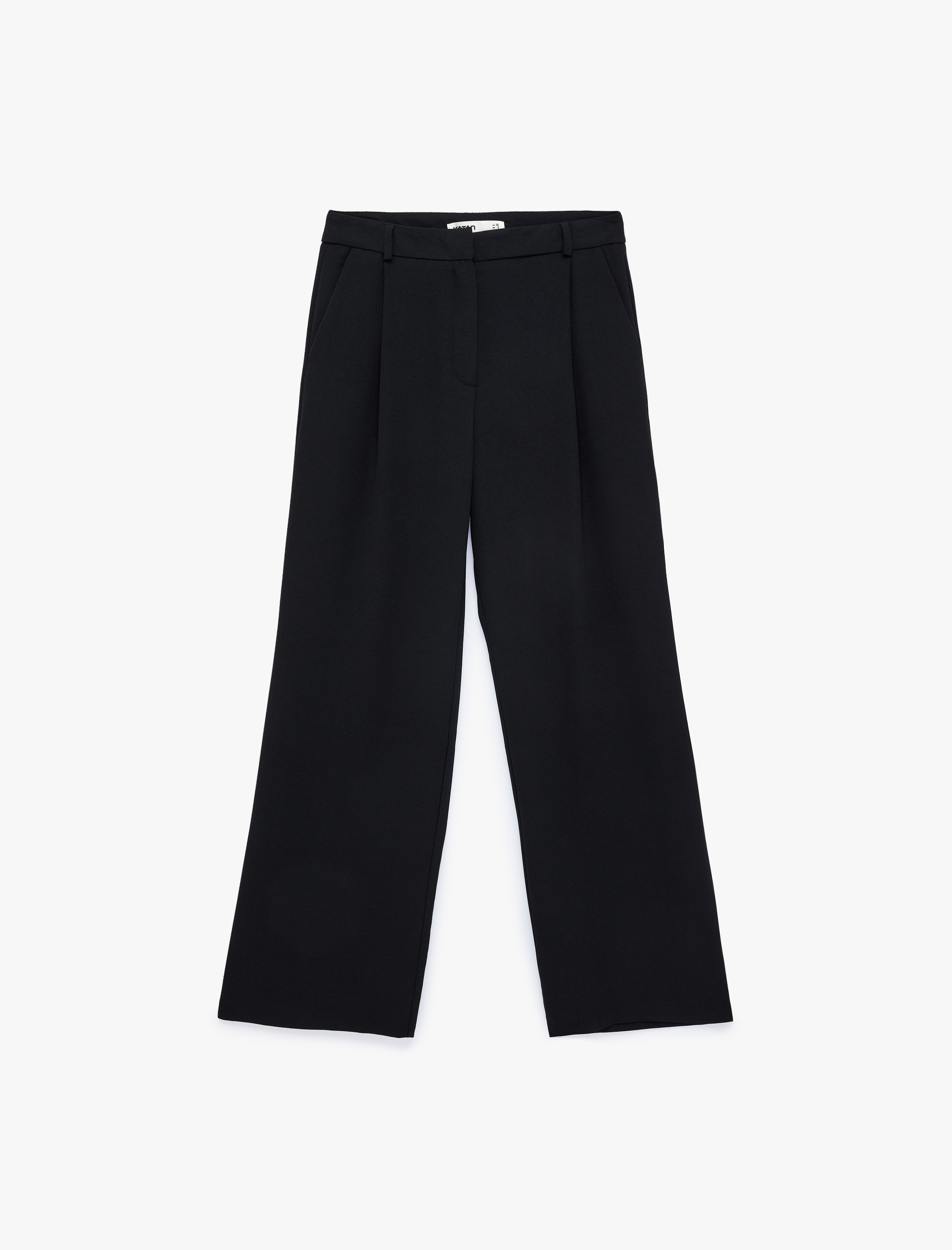   Krep Kumaş Pile Detaylı Cepli Geniş Paça Palazzo Pantolon