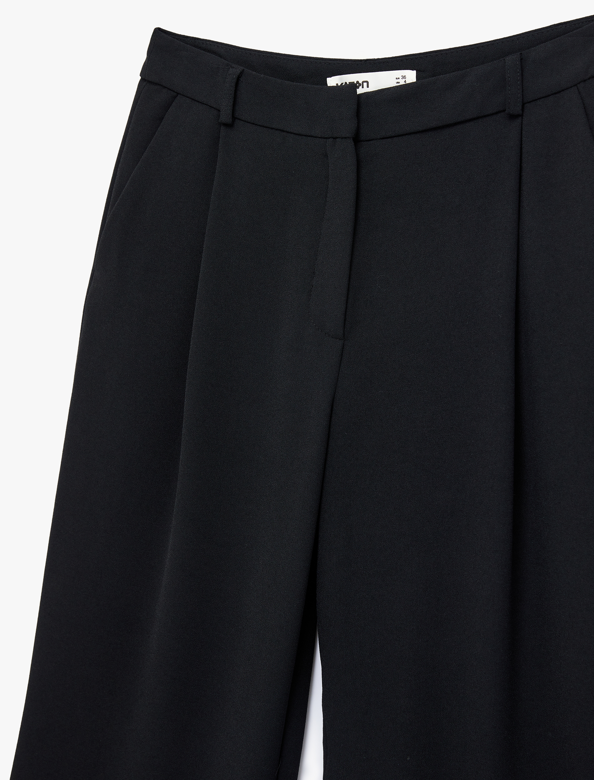   Krep Kumaş Pile Detaylı Cepli Geniş Paça Palazzo Pantolon