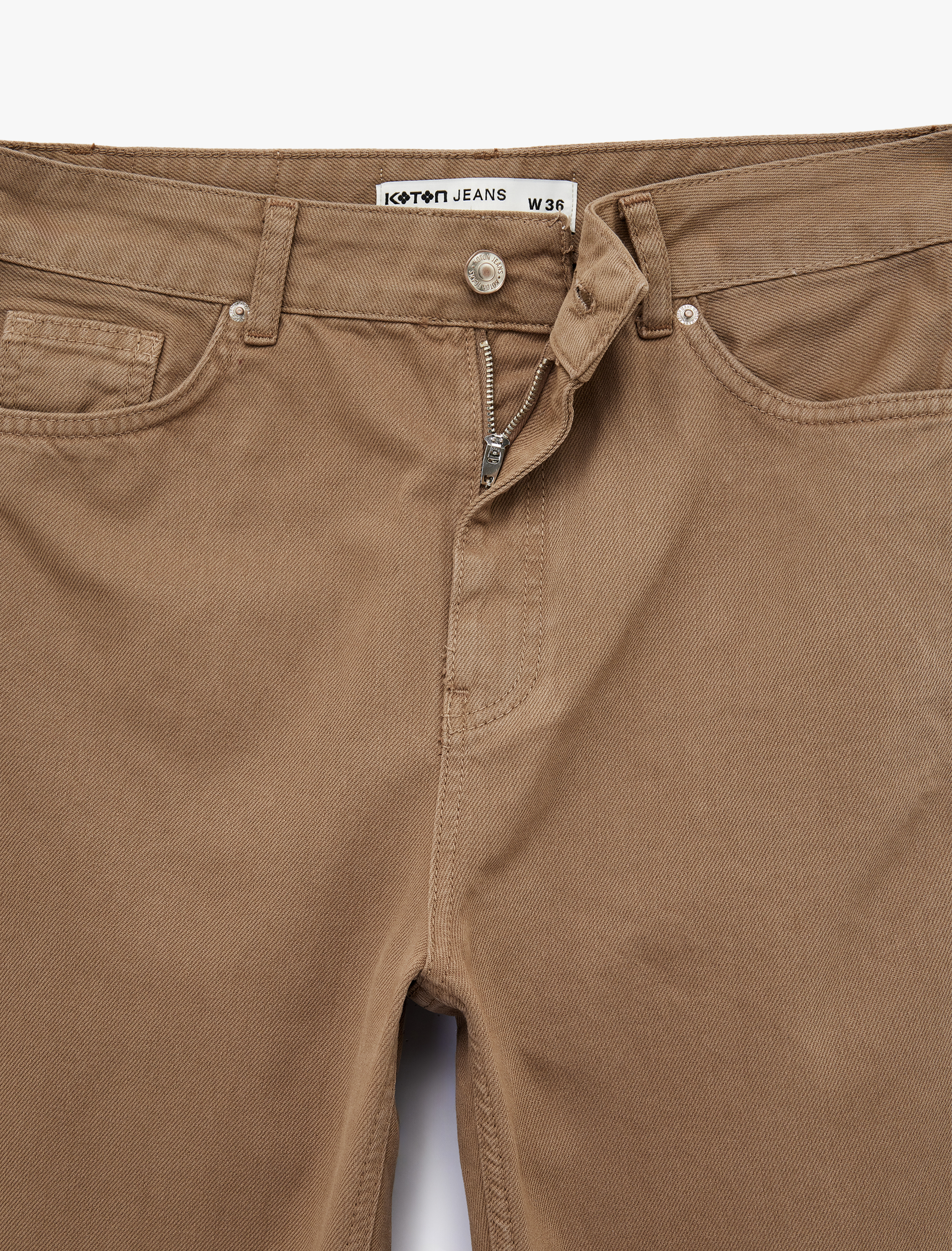   Yüksek Bel Cepli Düğmeli Pamuklu Düz Paça Denim Pantolon - Mom Slim Jean