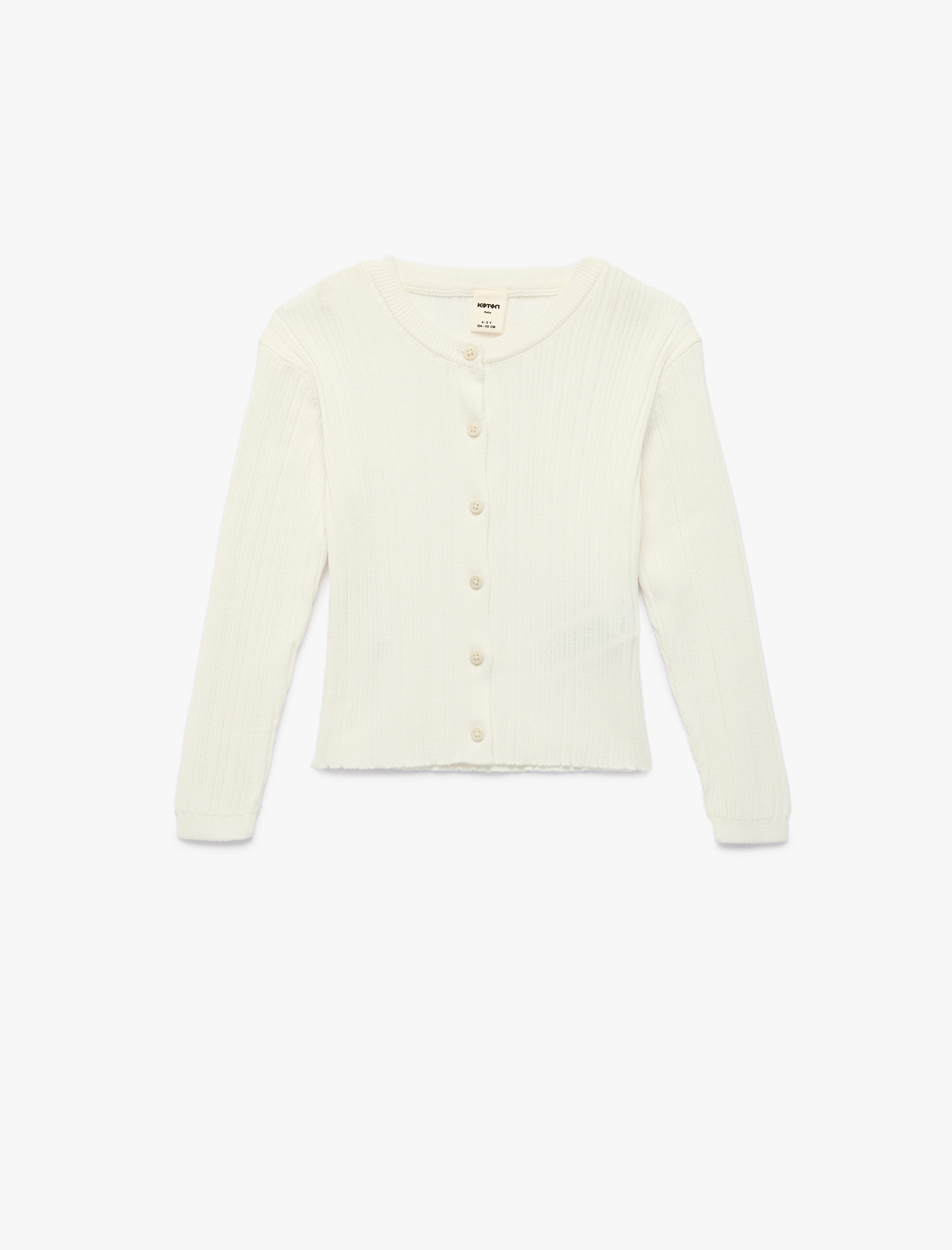  Kız Bebek Uzun Kollu Bisiklet Yaka Modal Karışımlı Dokulu Düğmeli Triko Hırka