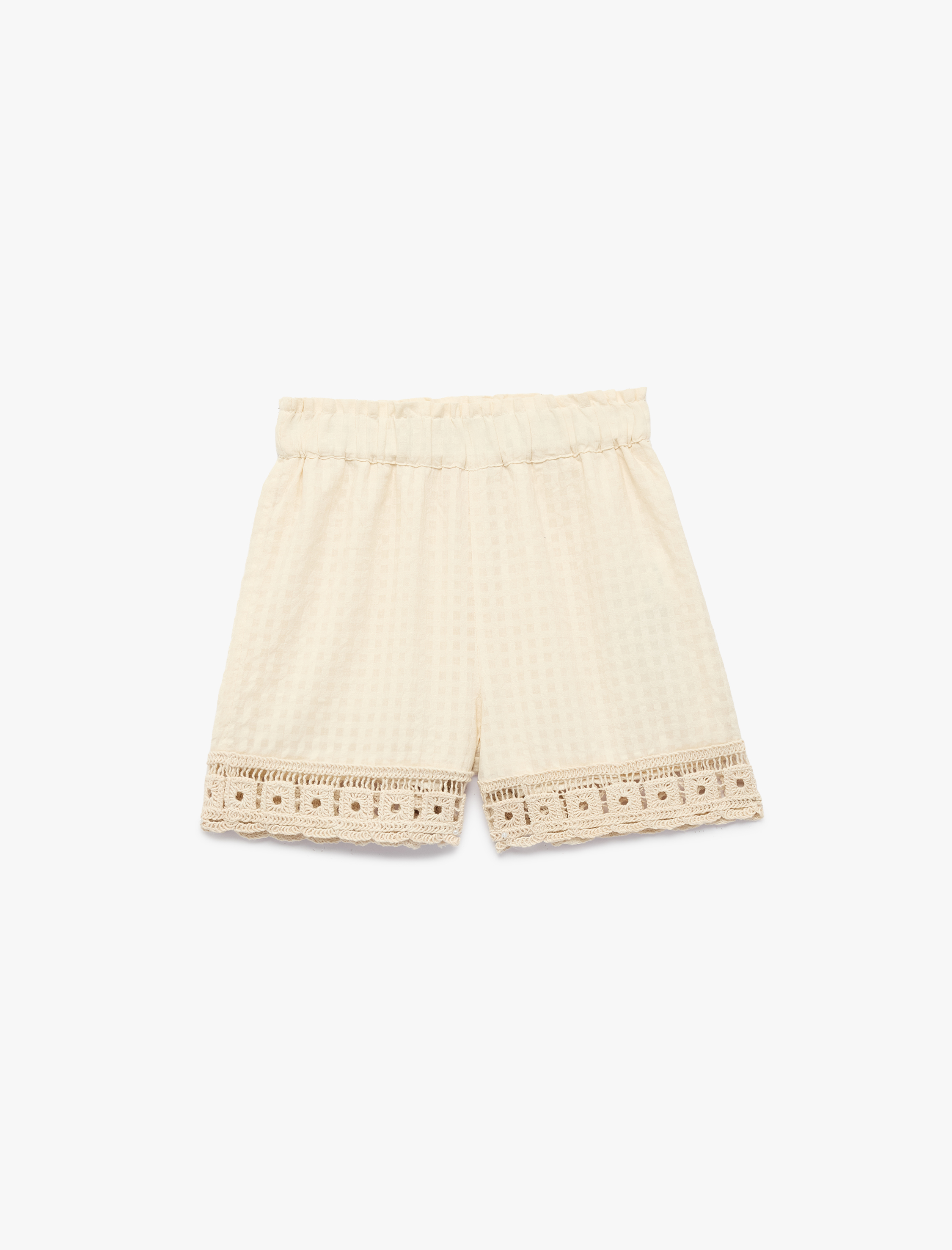  Kız Bebek Pamuklu Desenli Beli Lastikli Dantel Detaylı Mini Şort