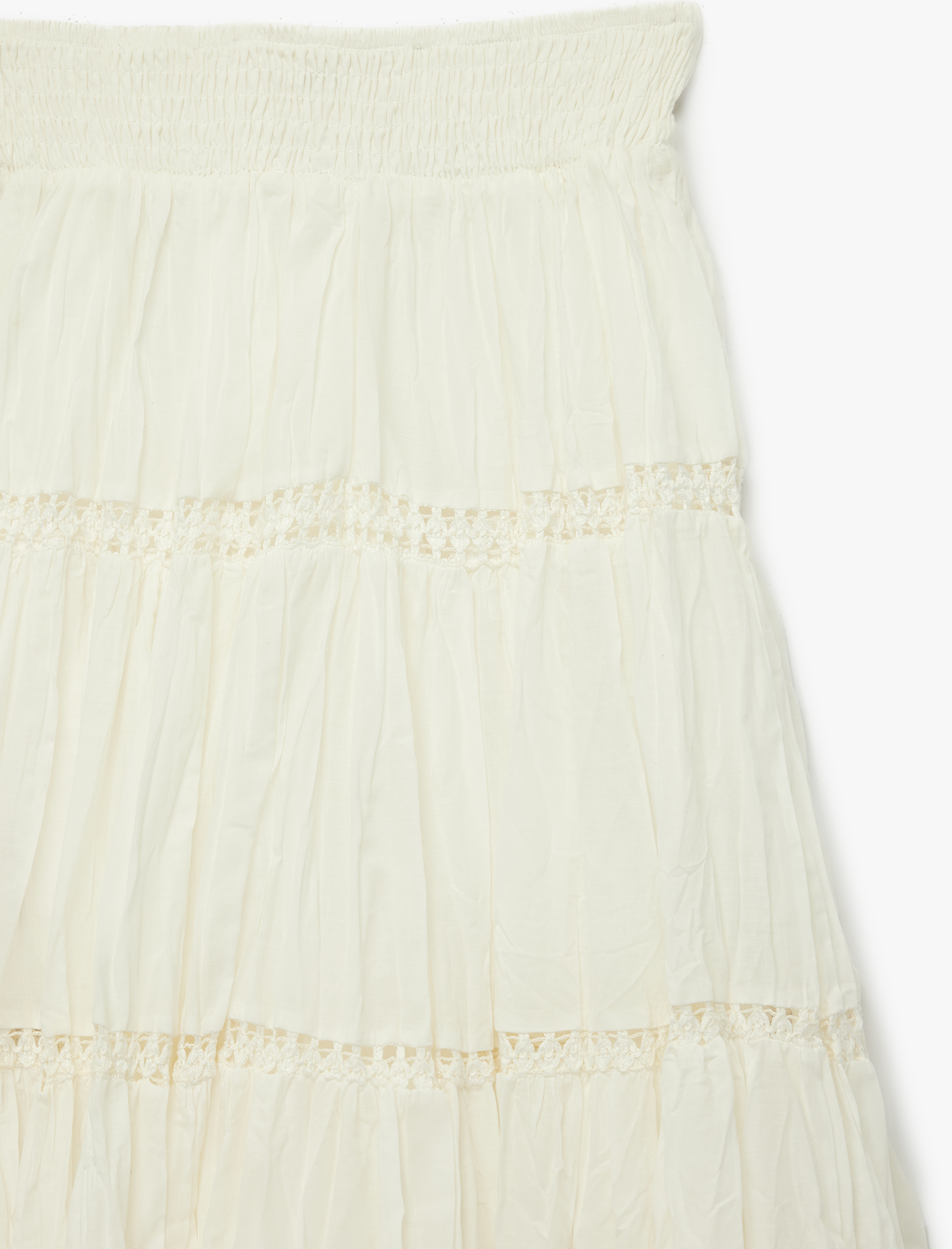   Dantel Detaylı Gipeli Pamuklu A Kesim Midi Etek