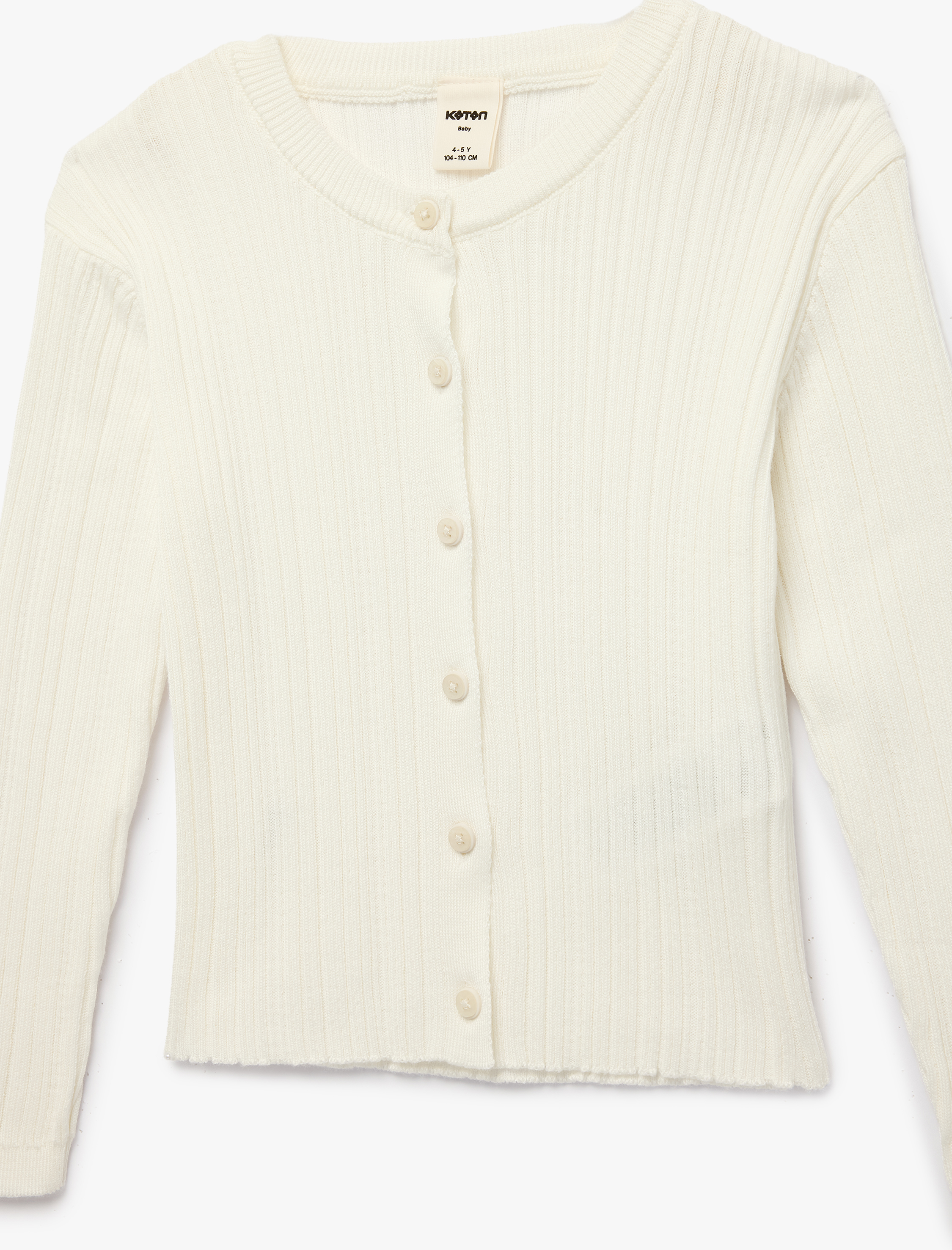  Kız Bebek Uzun Kollu Bisiklet Yaka Modal Karışımlı Dokulu Düğmeli Triko Hırka