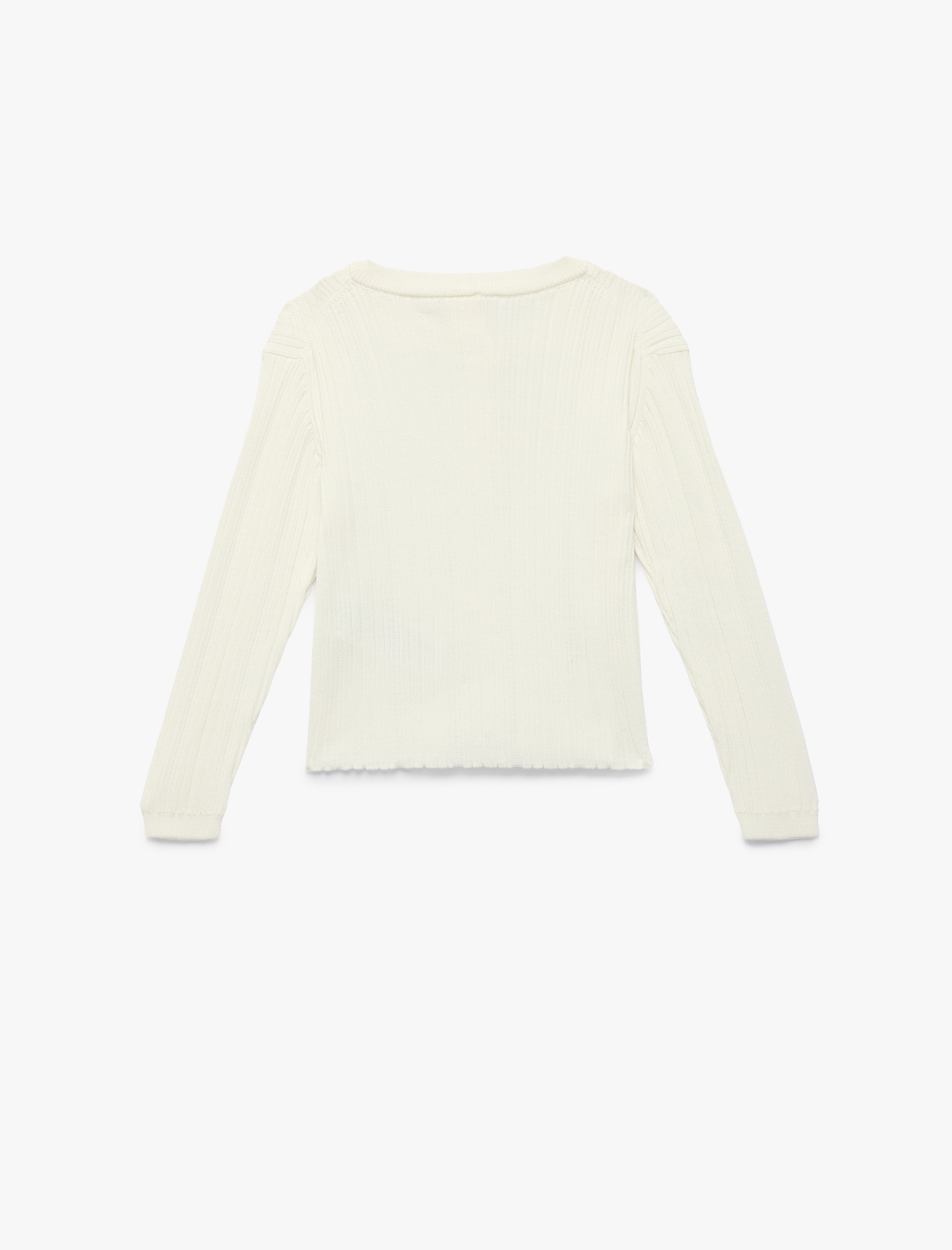  Kız Bebek Uzun Kollu Bisiklet Yaka Modal Karışımlı Dokulu Düğmeli Triko Hırka