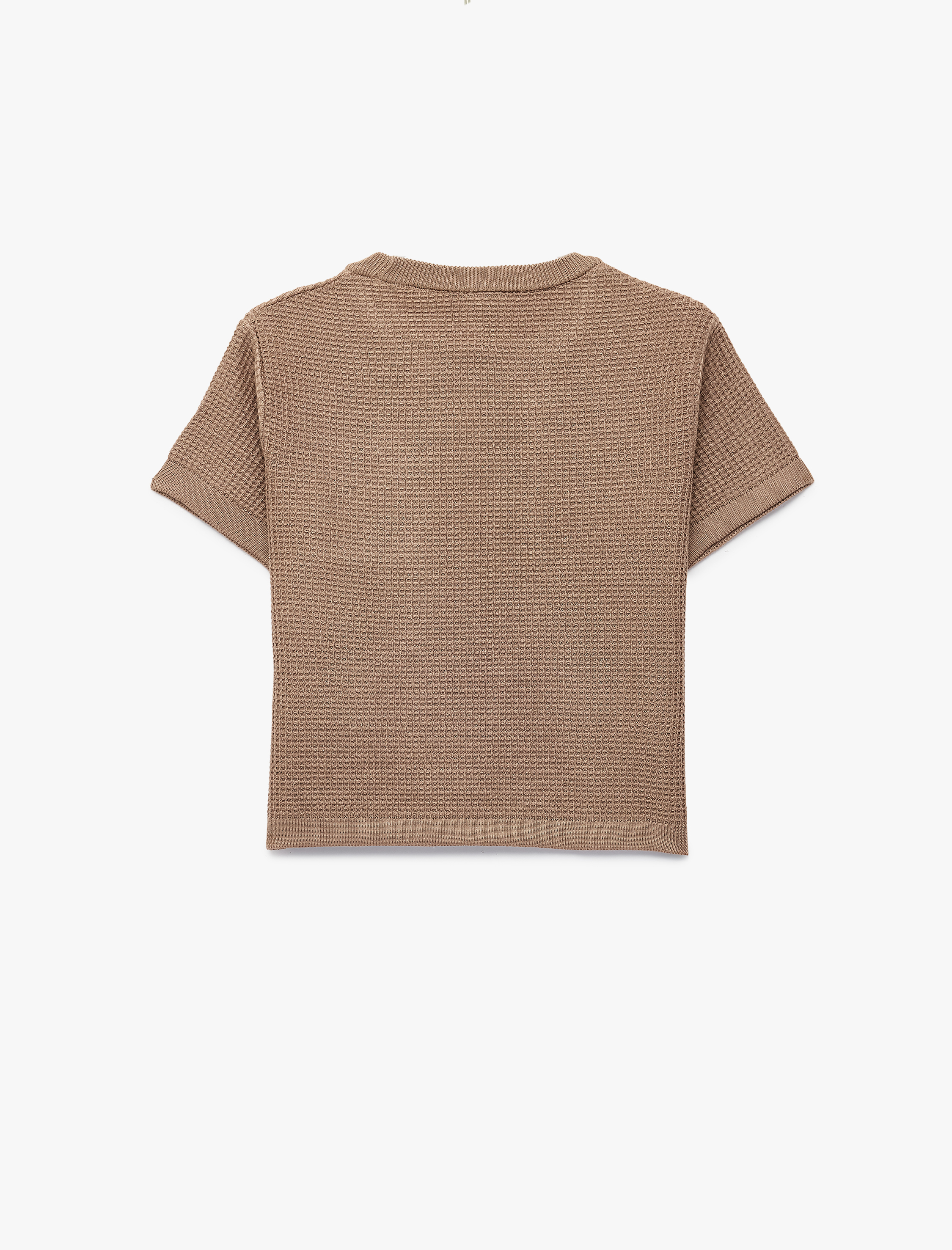  Erkek Bebek Kısa Kollu Bisiklet Yaka Viskon Cep Detaylı Nakışlı Triko Kazak