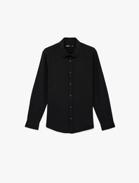 Pamuklu Uzun Kollu Klasik Yaka Slim Fit Gömlek