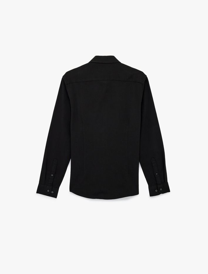  Pamuklu Uzun Kollu Klasik Yaka Slim Fit Gömlek