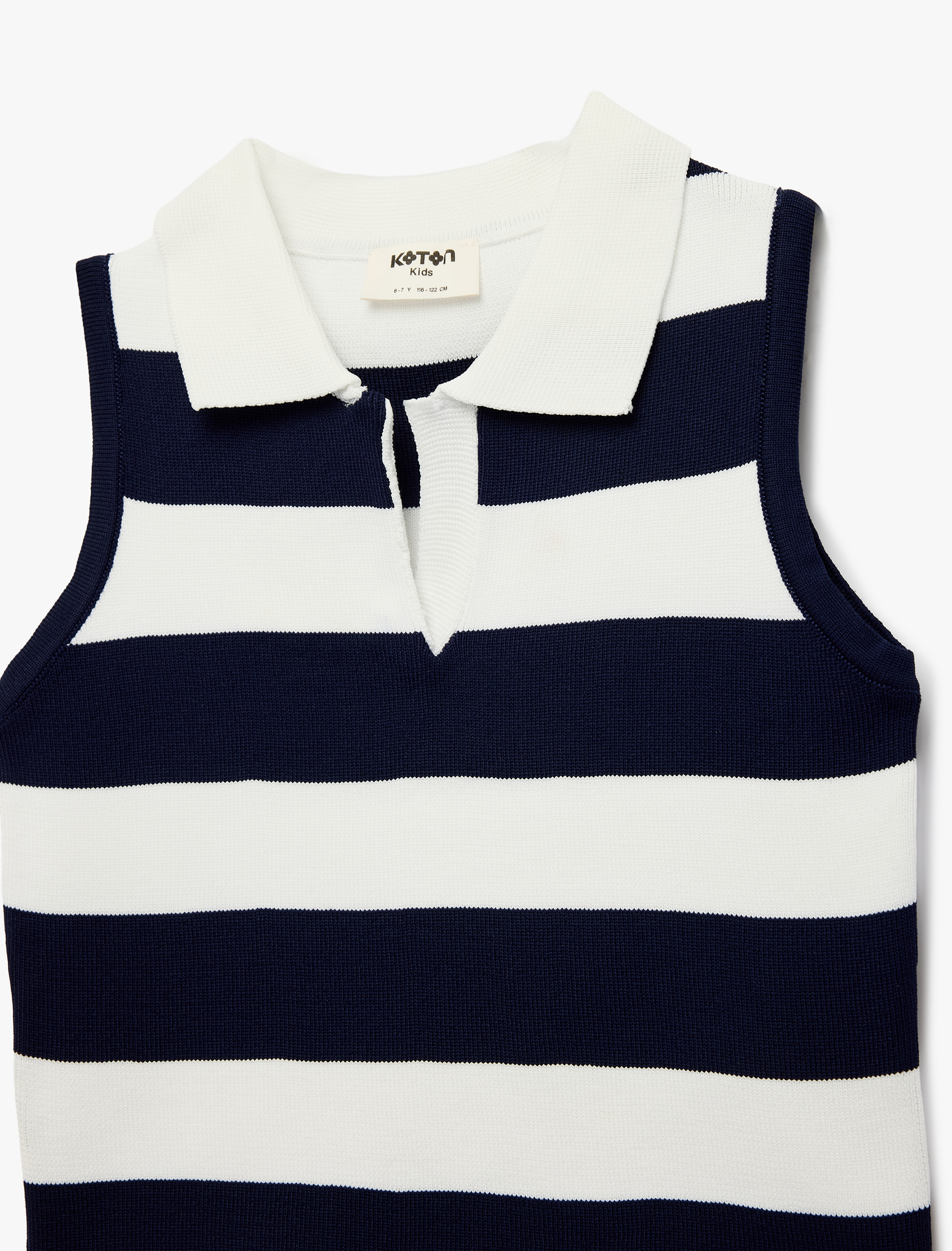  Kız Çocuk Slim Fit Triko Kolsuz Polo Yaka Bluz