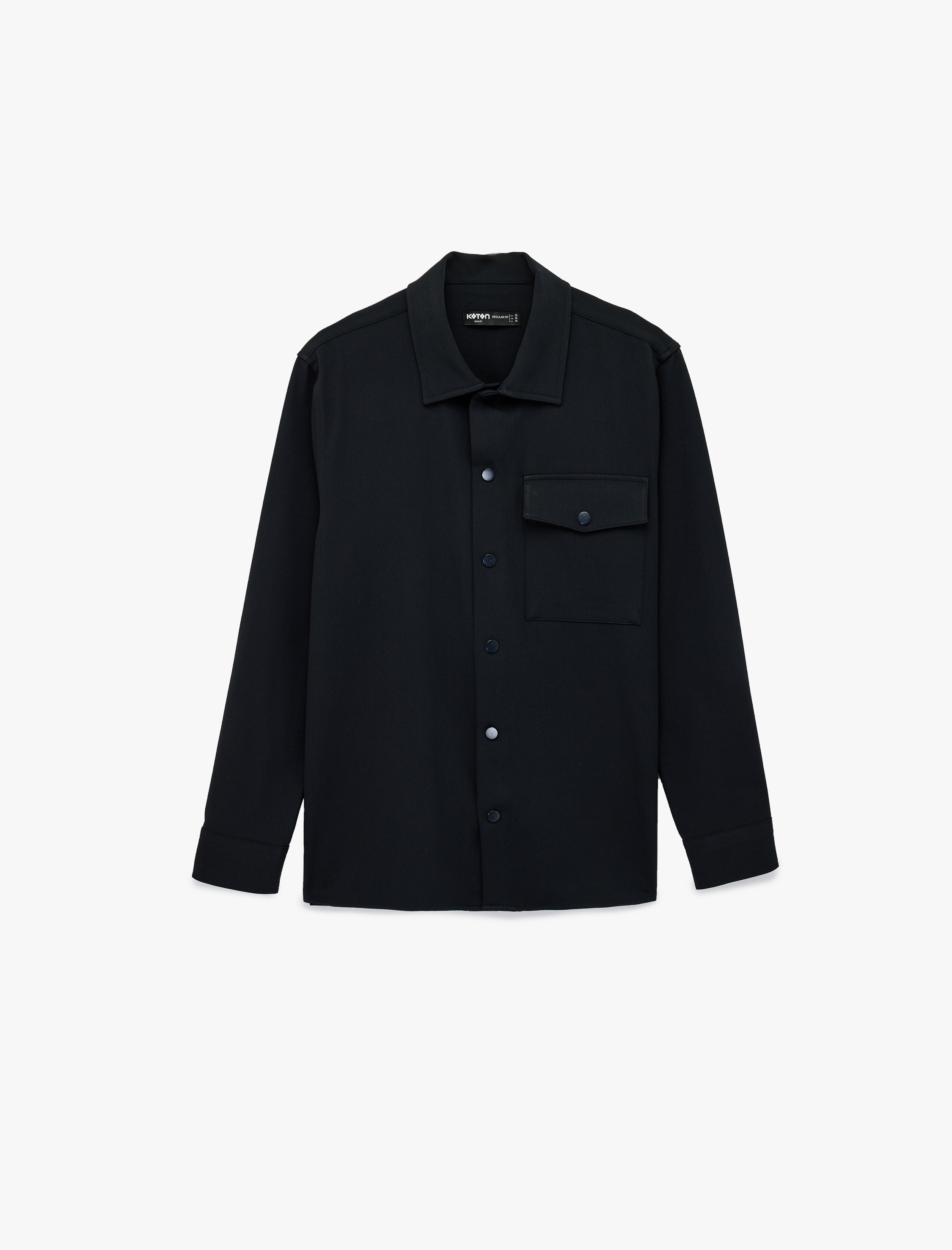   Regular Fit Viskon Karışımlı Kapaklı Cepli Klasik Yaka Uzun Kollu Gömlek