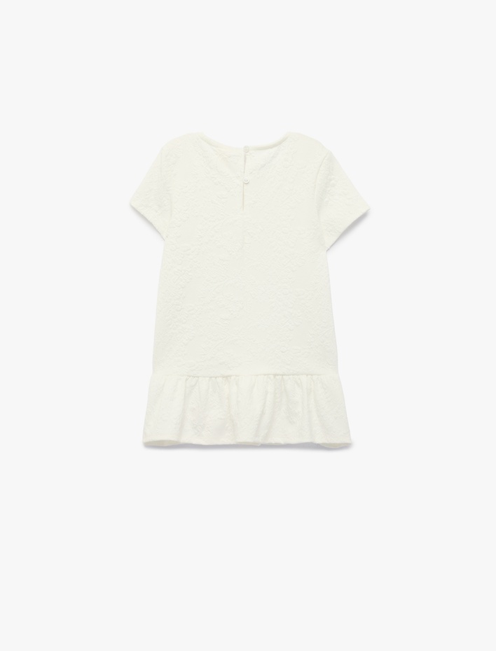 Kız Bebek Bisiklet Yaka Kısa Kollu Fiyonklu Mini Elbise