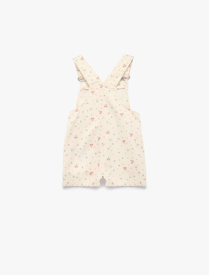 Kız Bebek Pamuklu Kolsuz Kare Yaka A Kesim Çiçekli Denim Salopet