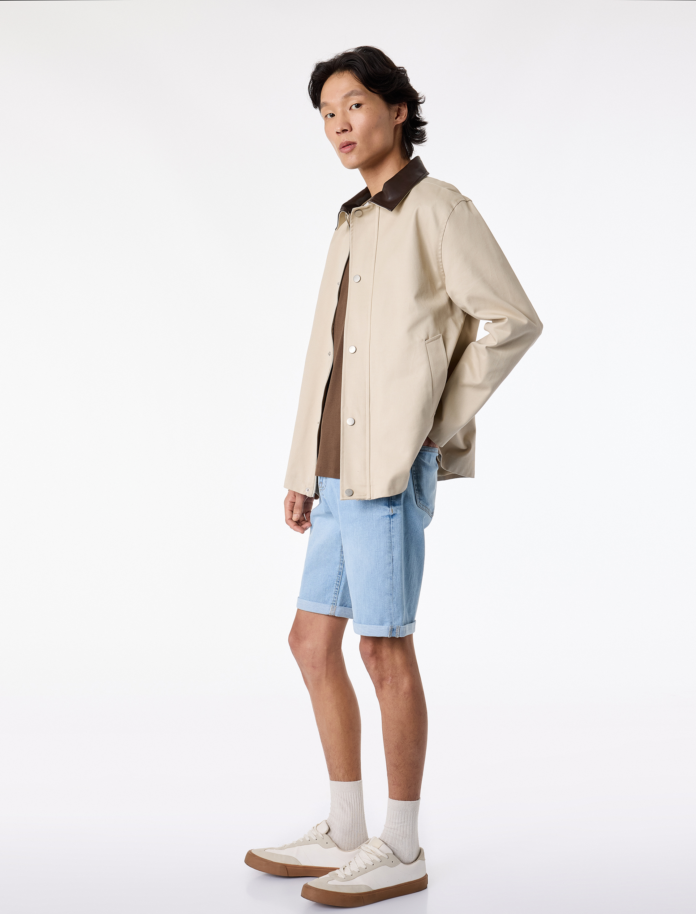   Pamuklu Cepli Bermuda Slim Fit Jean Şort