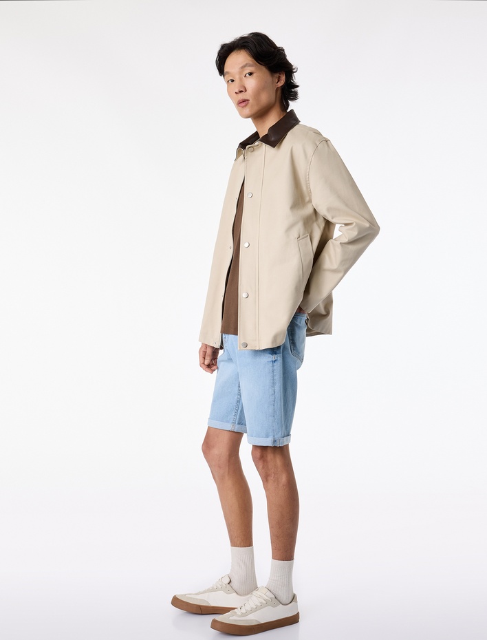  Pamuklu Cepli Bermuda Slim Fit Jean Şort