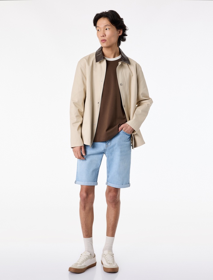  Pamuklu Cepli Bermuda Slim Fit Jean Şort