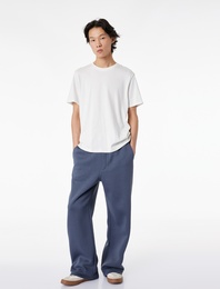 Şardonlu Cepli Rahat Kalıp Beli Bağcıklı Eşofman Altı