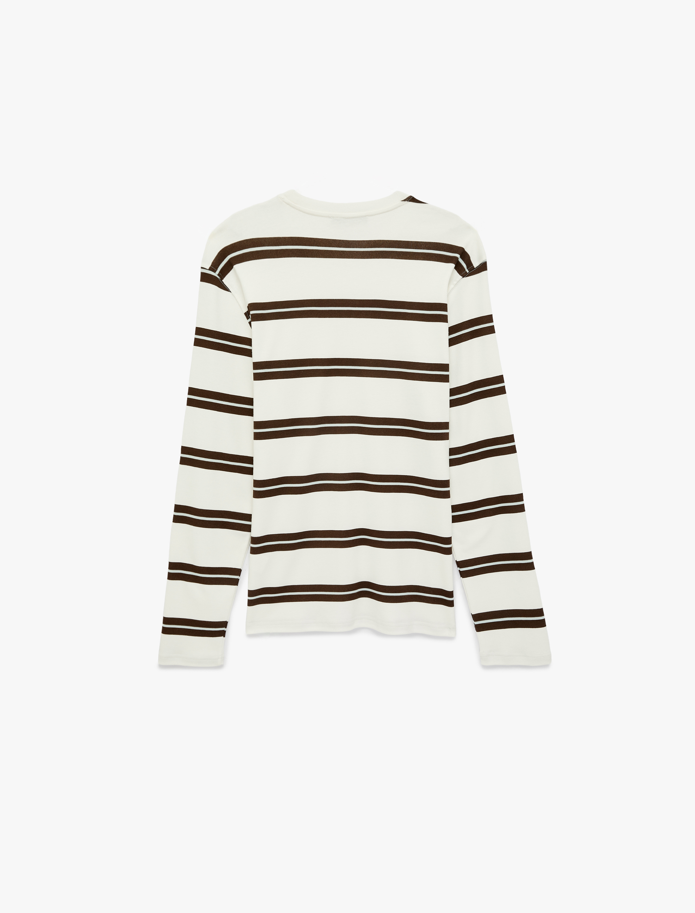   Regular Fit Uzun Kollu Bisiklet Yaka Pamuklu Çizgili Tişört