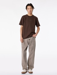 Regular Fit Bisiklet Yaka Pamuklu Tok Kumaş Kısa Kollu Baskılı Tişört