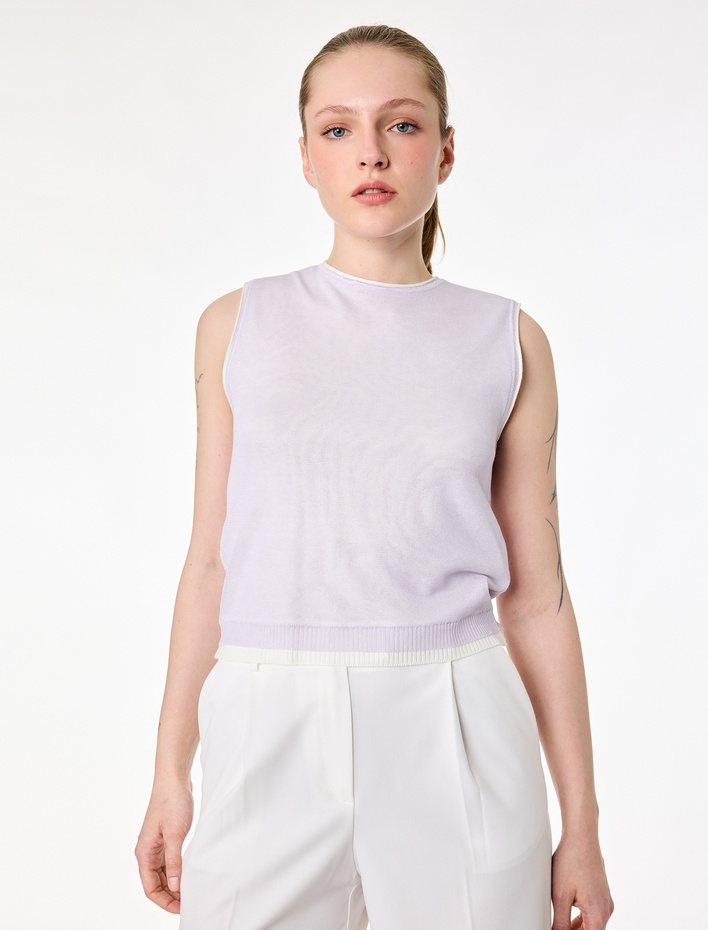  Bisiklet Yaka Triko Kolsuz Bluz