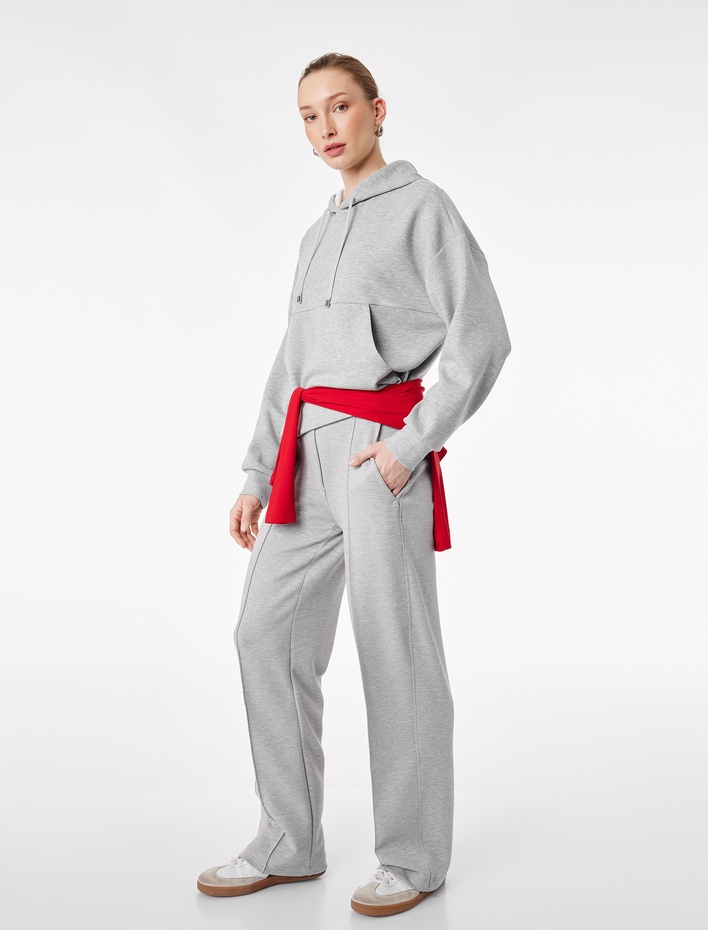  Modal Karışımlı Cepli Nervürlü Bol Paça Pantolon