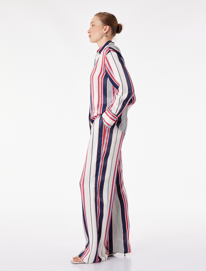  Cep Detaylı Yüksek Bel Geniş Paça Pantolon