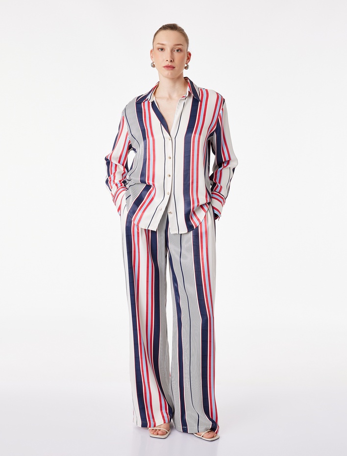  Klasik Yaka Düğmeli Uzun Kollu Gömlek