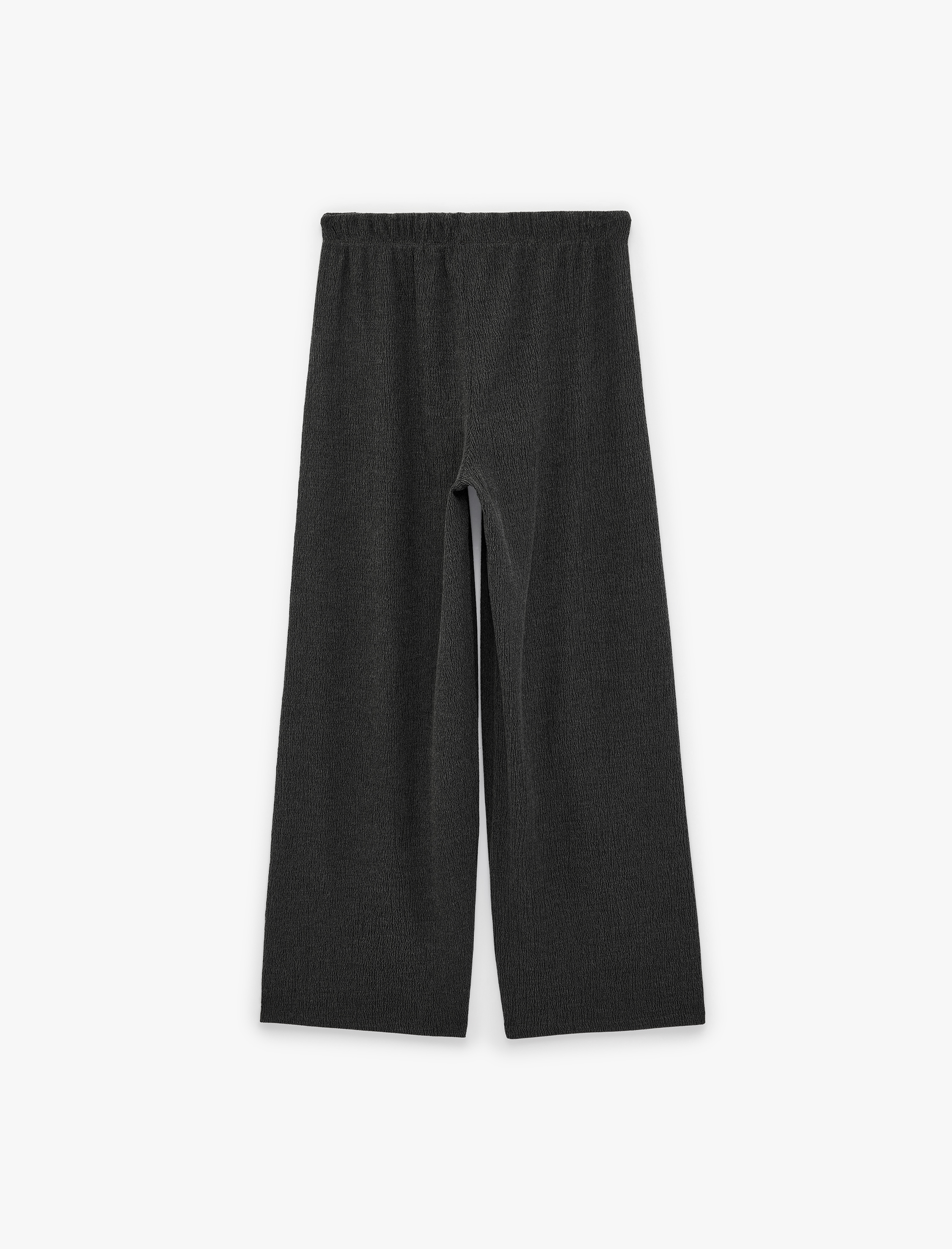   Bürümcük Kumaş Beli Bağcıklı Geniş Paça Pantolon