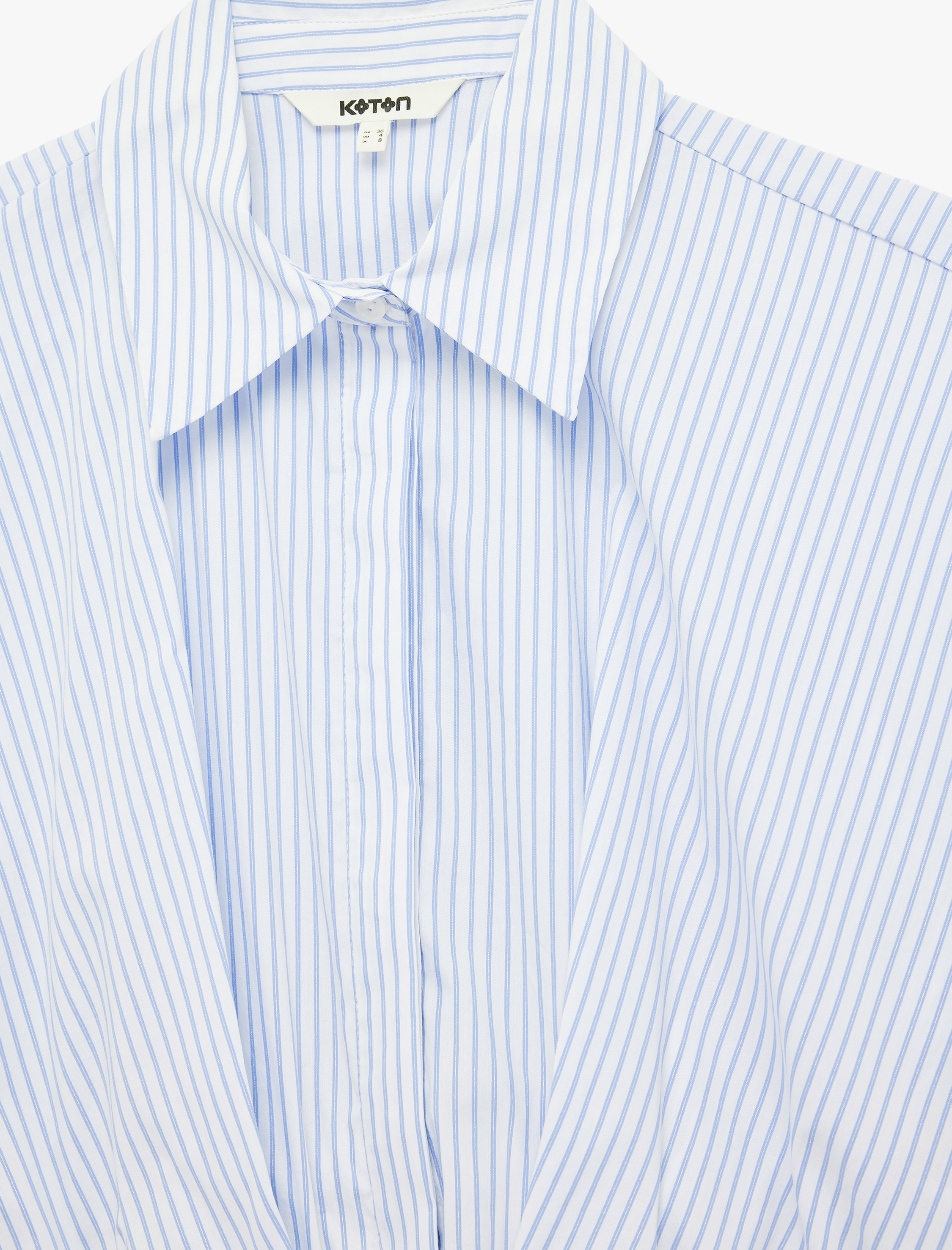   Bol Kalıp Uzun Kollu Klasik Yaka Çizgili Crop Poplin Gömlek