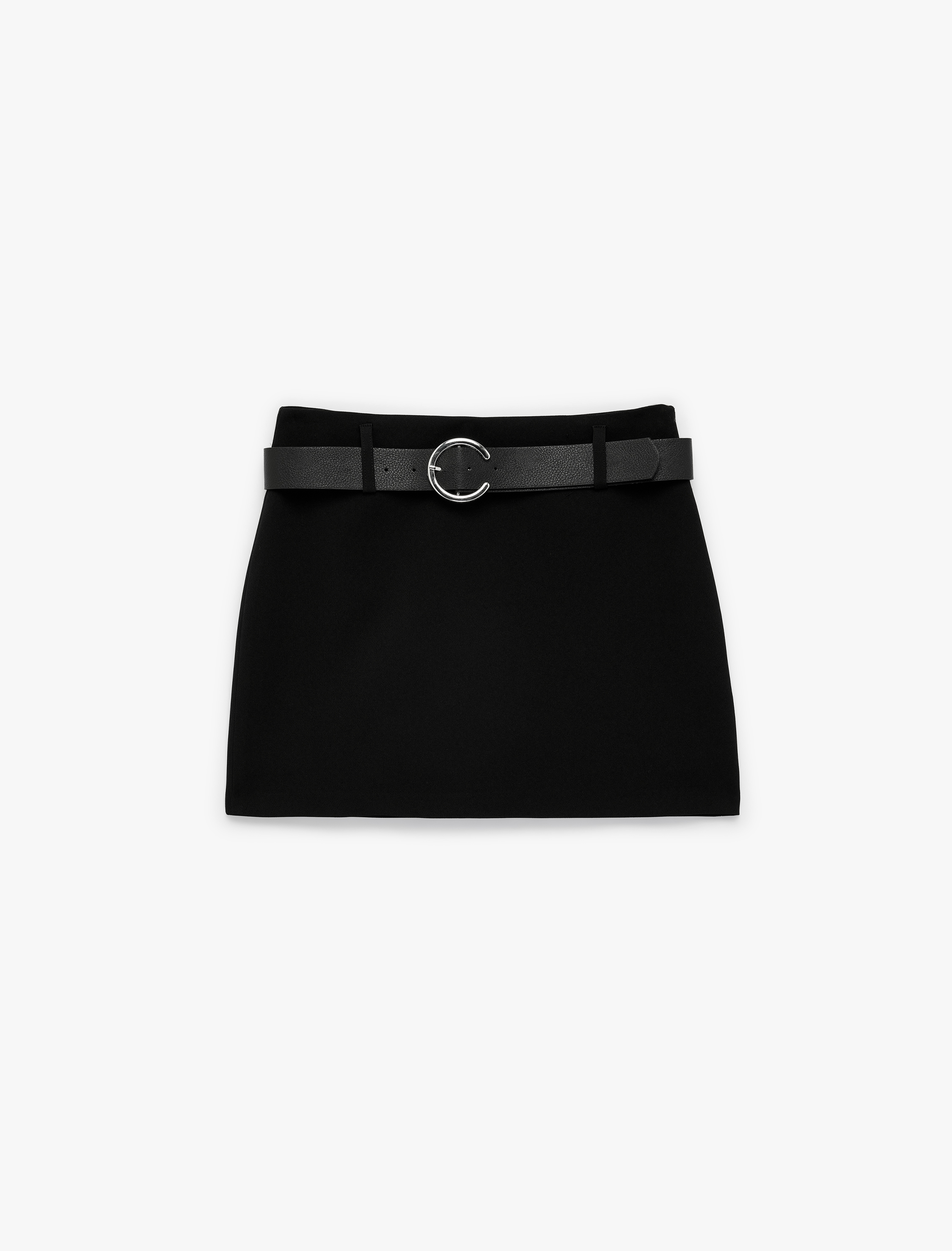   Slim Fit A Kesim Kemerli Şortlu Mini Etek