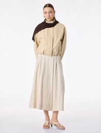 Cepli Pile Detaylı Dokulu Etek Pantolon