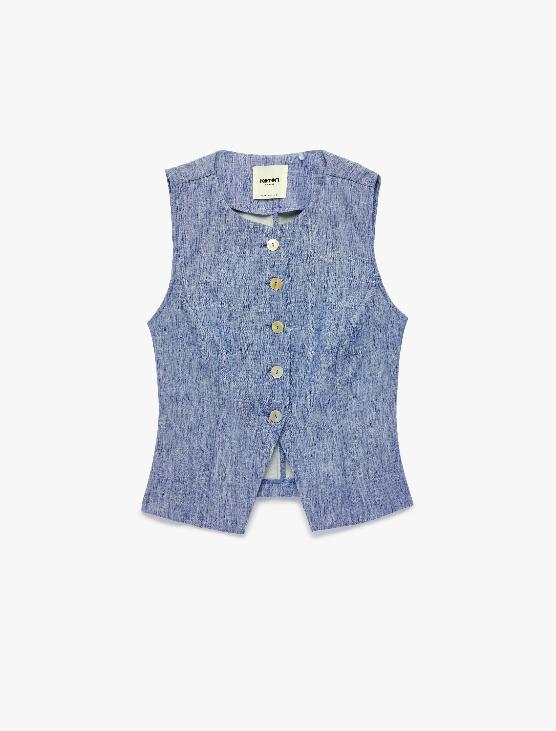   Regular Fit Düğmeli Bisiklet Yaka Kolsuz Yelek