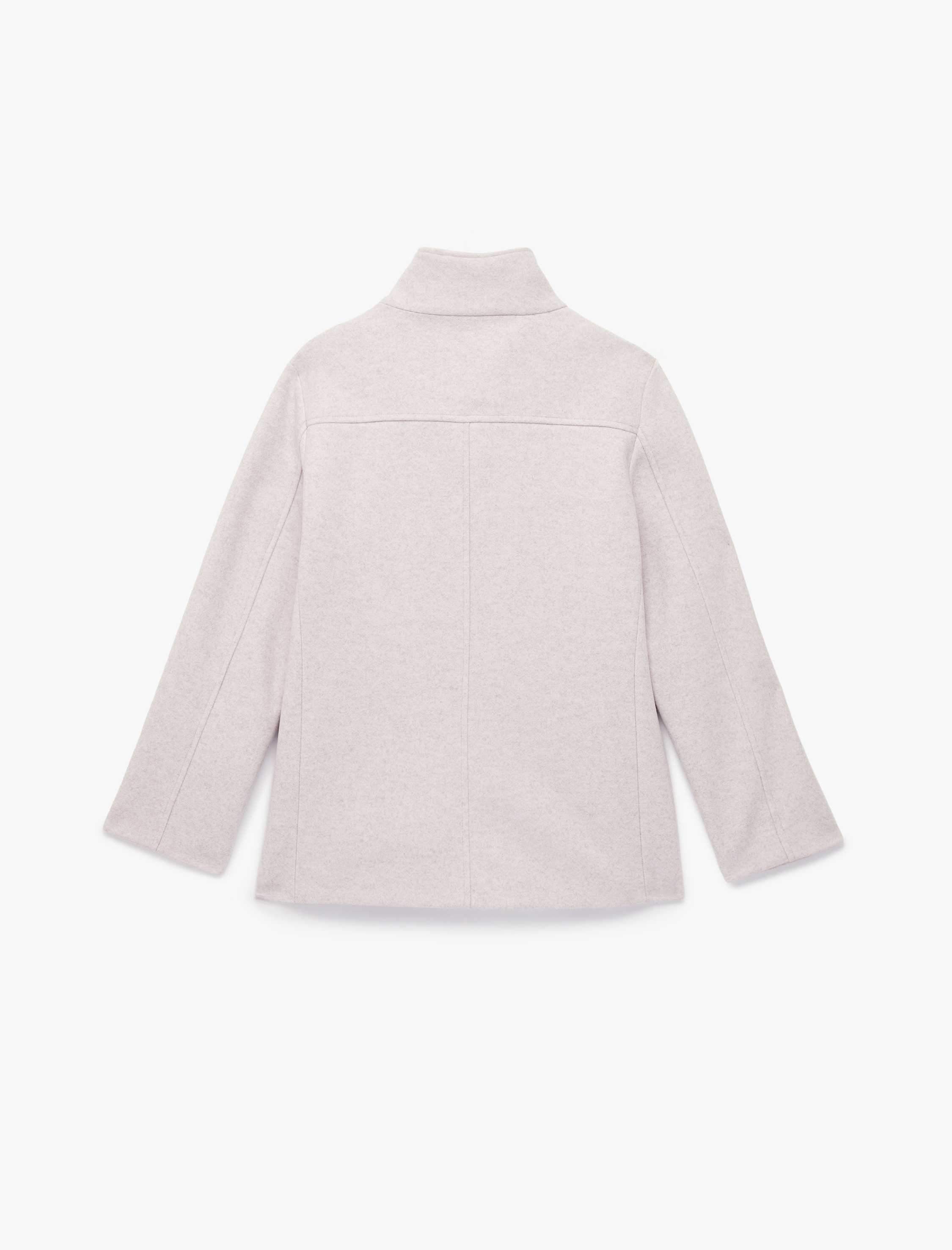   Uzun Kollu Düğmeli Cepli Dik Huni Yaka Kaşe Kaban