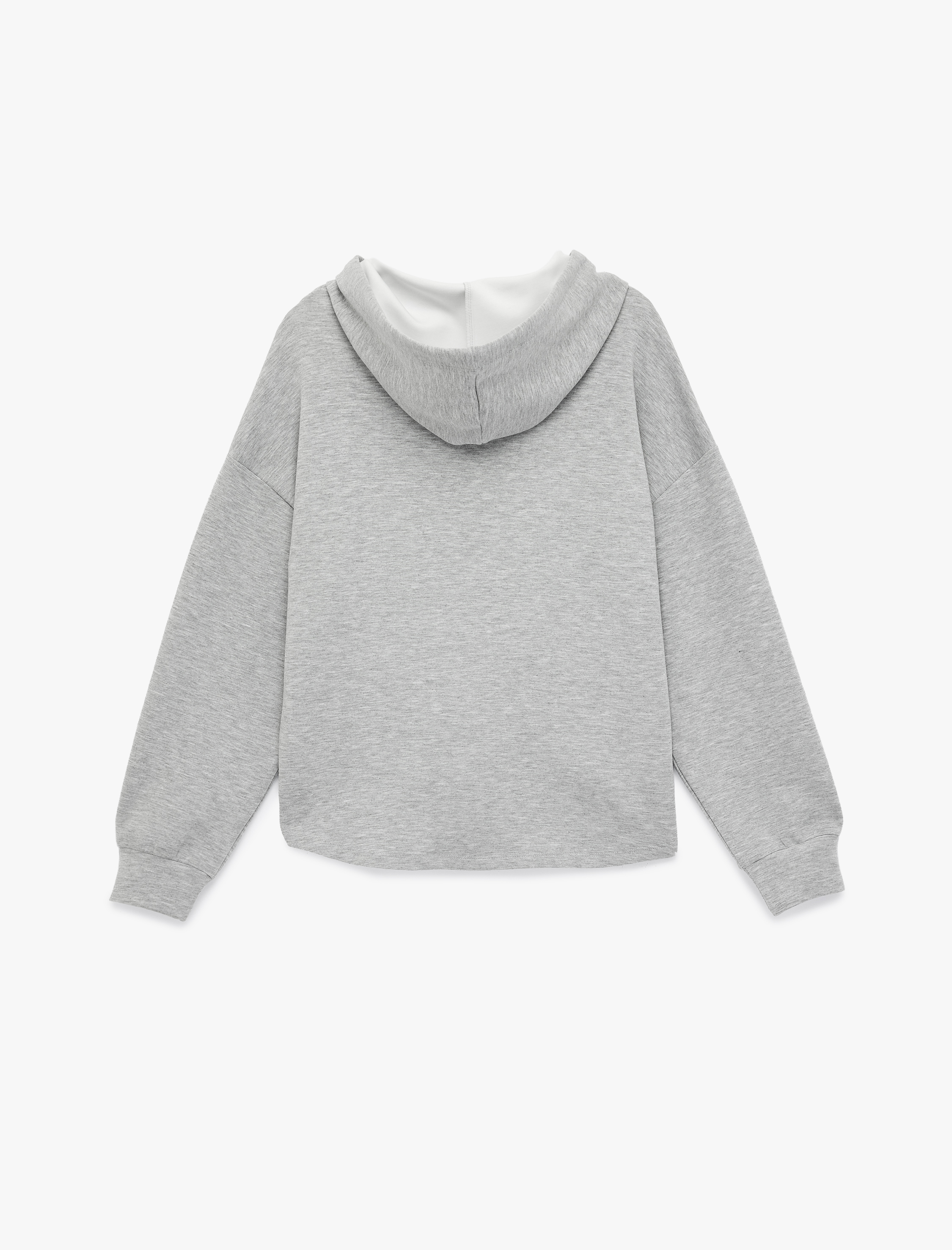   Uzun Kollu Cepli Modal Kumaş Kapüşonlu Sweatshirt