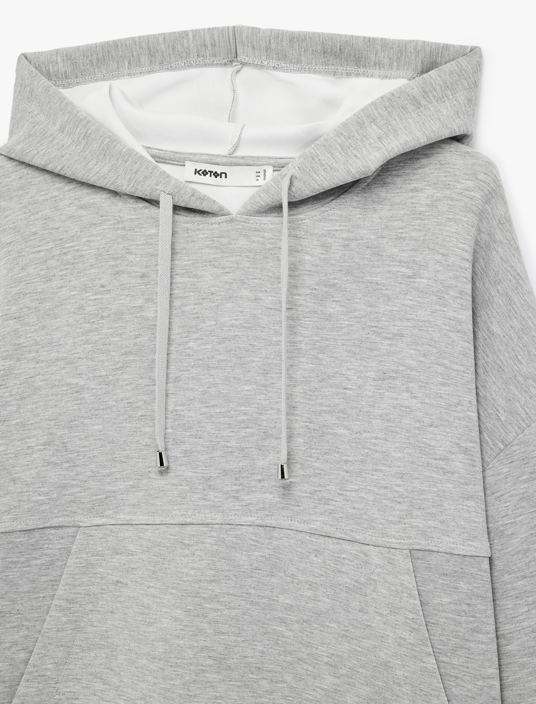   Uzun Kollu Cepli Modal Kumaş Kapüşonlu Sweatshirt