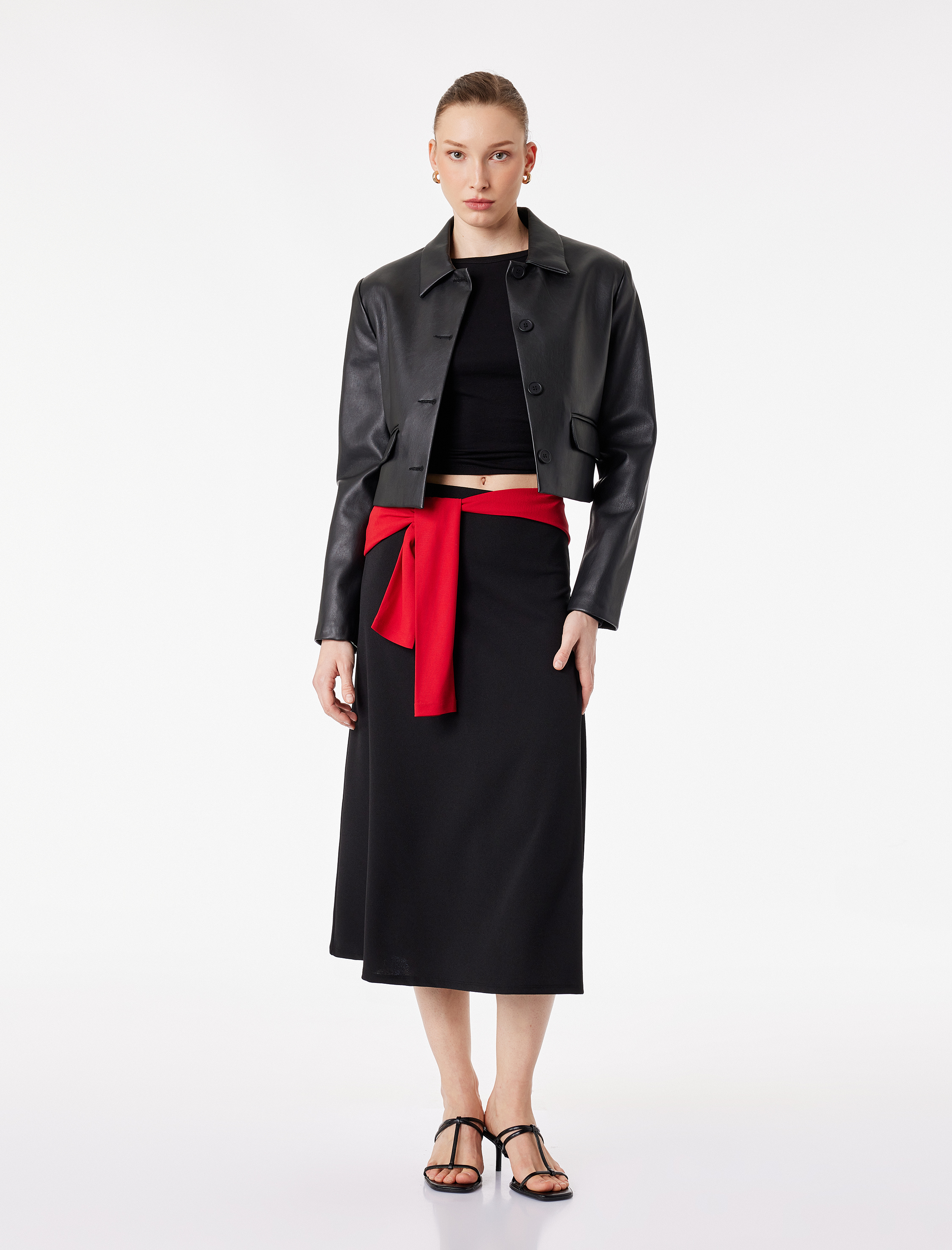   Krep Scuba Kumaş Midi Boy A Kesim Etek