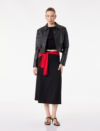 Krep Scuba Kumaş Midi Boy A Kesim Etek