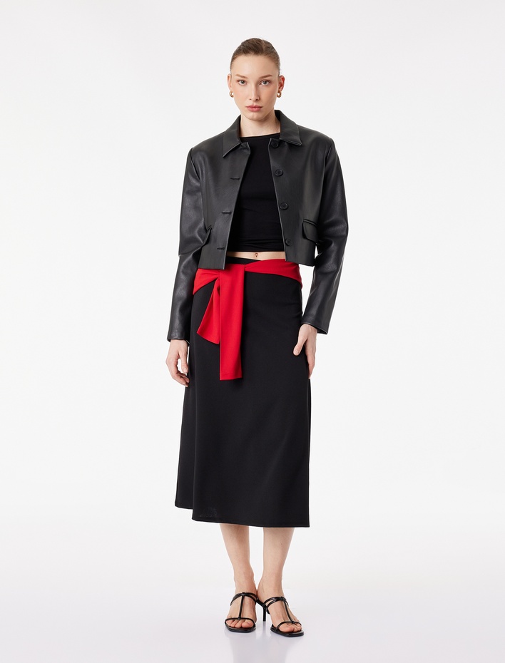  Krep Scuba Kumaş Midi Boy A Kesim Etek