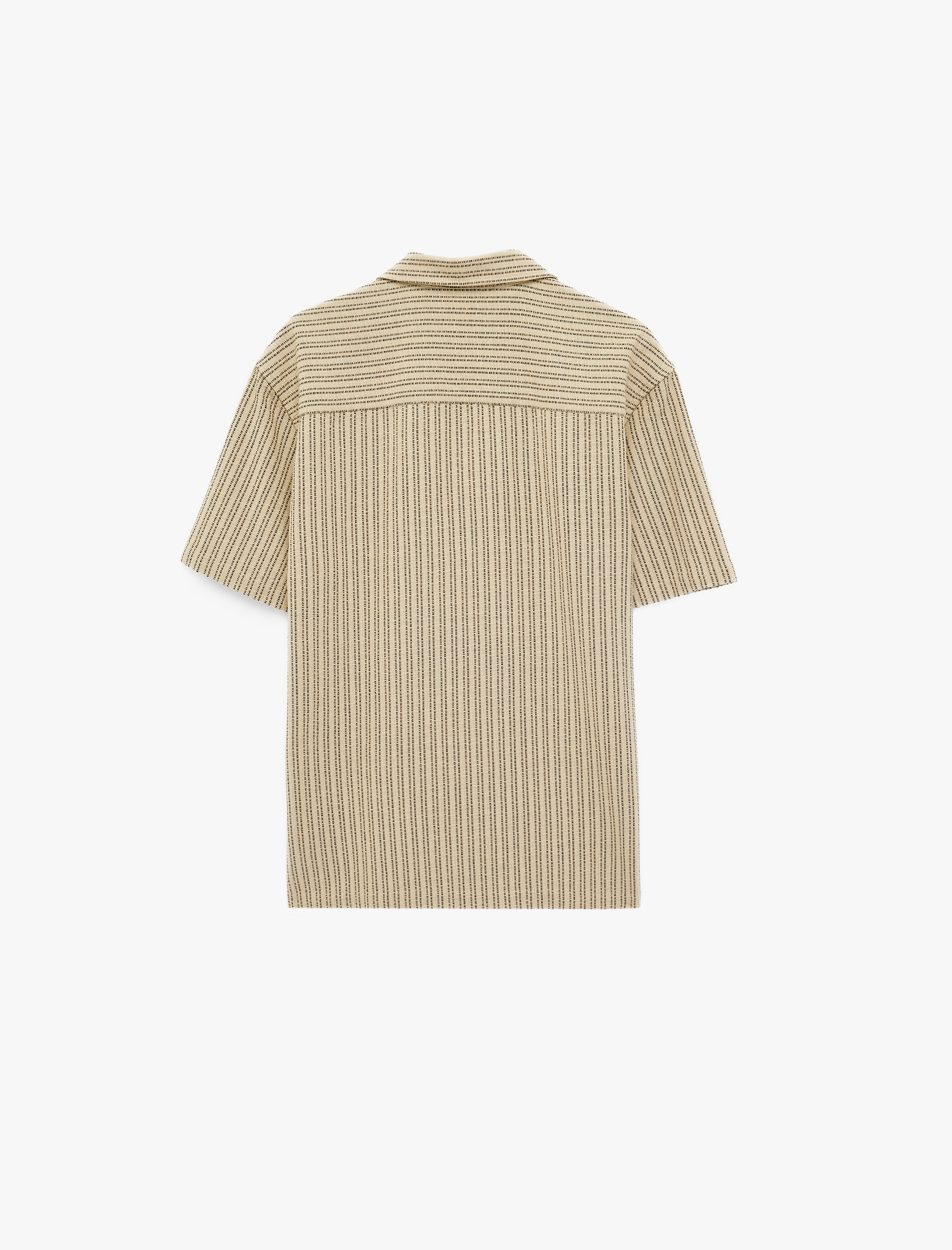   Regular Fit Kısa Kollu Cepli Devrik Yaka Pamuklu Çizgili Gömlek