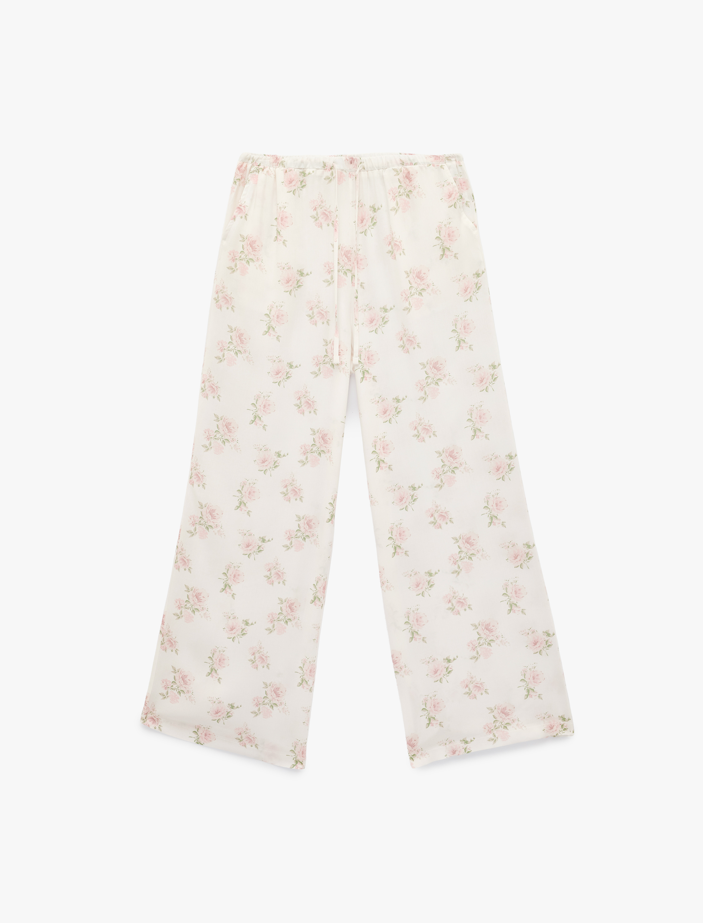   Beli Lastikli Cepli Çiçek Desenli Viskon Pijama Altı