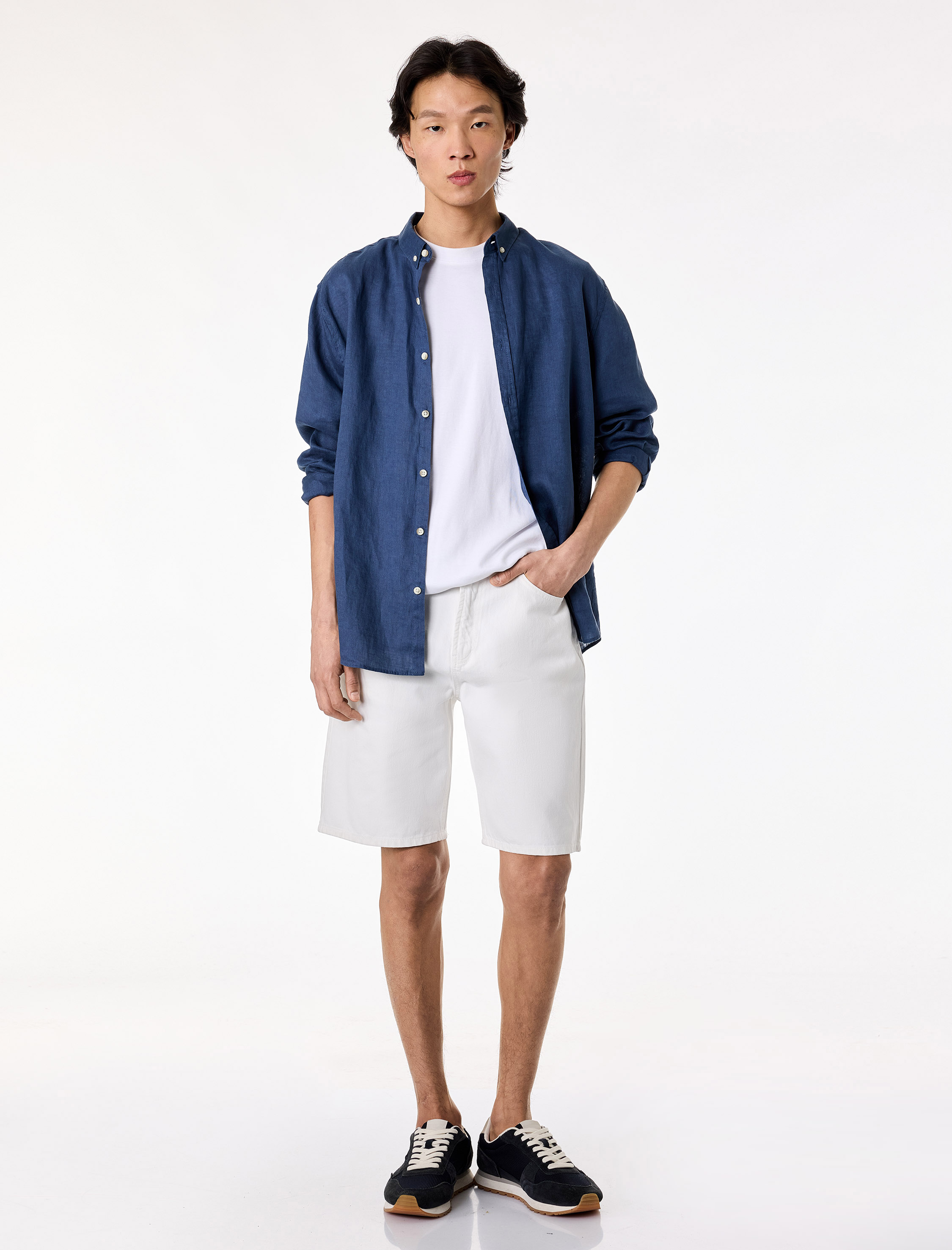   Pamuklu Cepli Rahat Kalıp Normal Bel Jean Şort