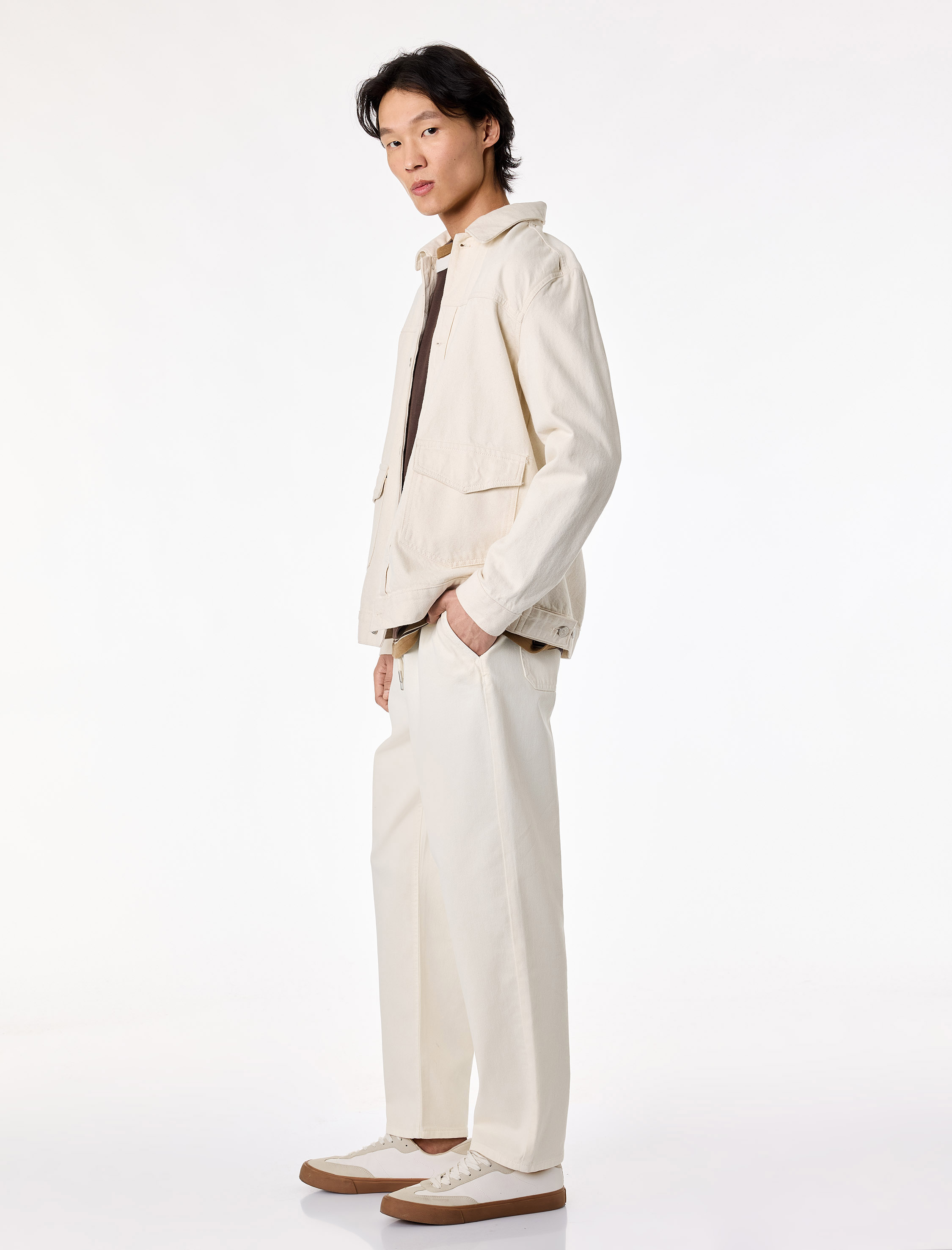   Oversize Pamuklu Cepli Beli Bağcıklı Baggy Jean Pantolon