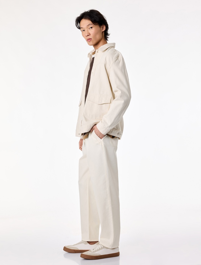  Oversize Pamuklu Cepli Beli Bağcıklı Baggy Jean Pantolon